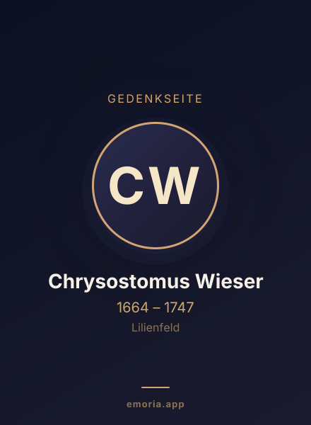 Gedenkportrait von Chrysostomus Wieser