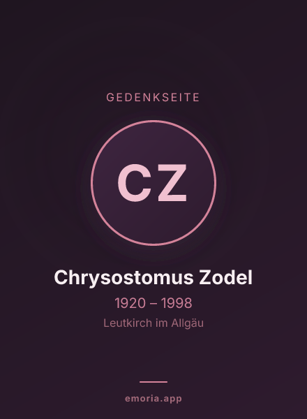 Gedenkportrait von Chrysostomus Zodel