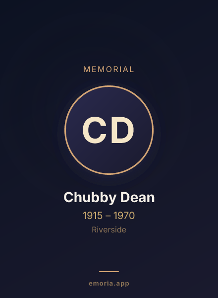 Memorial portrait of Chubby Dean