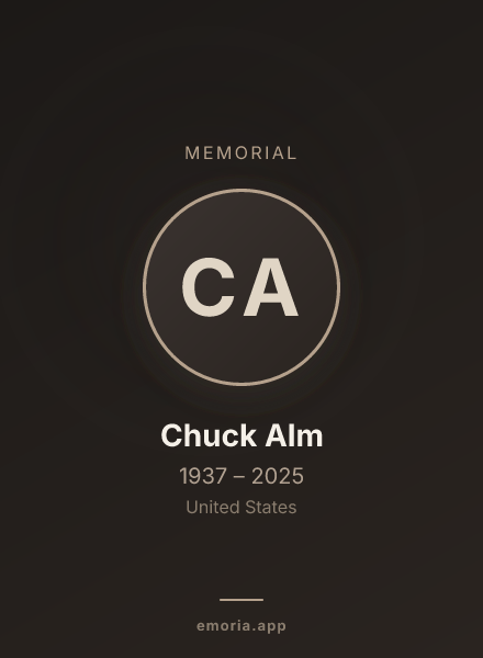 Memorial portrait of Chuck Alm
