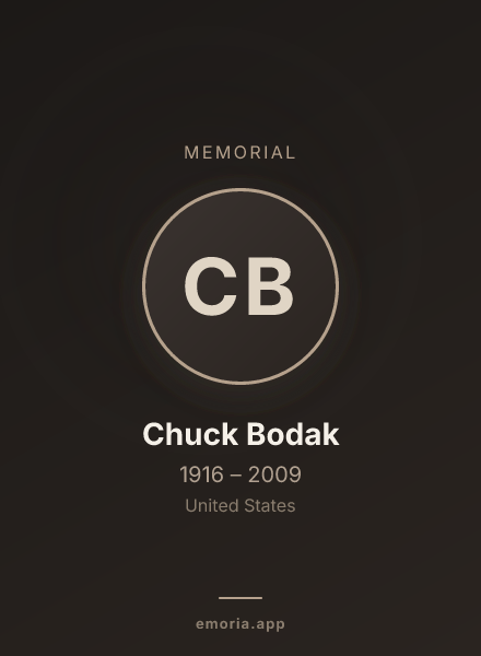 Memorial portrait of Chuck Bodak