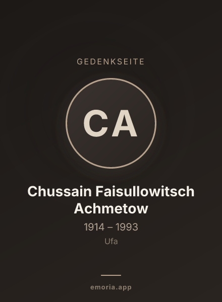 Gedenkportrait von Chussain Faisullowitsch Achmetow