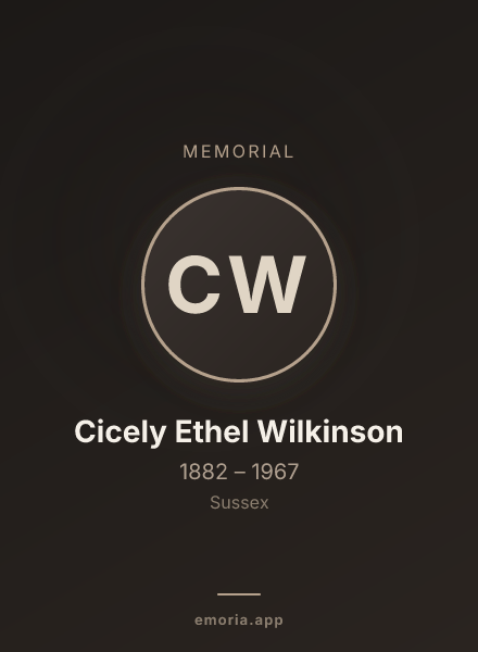 Memorial portrait of Cicely Ethel Wilkinson