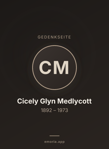 Gedenkportrait von Cicely Glyn Medlycott