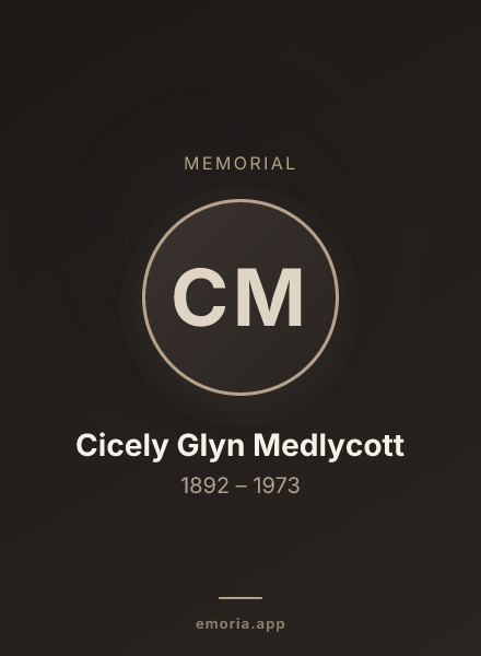 Memorial portrait of Cicely Glyn Medlycott