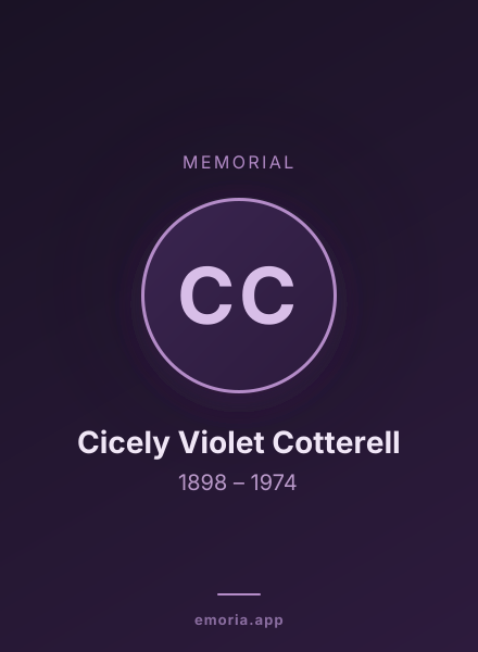 Memorial portrait of Cicely Violet Cotterell
