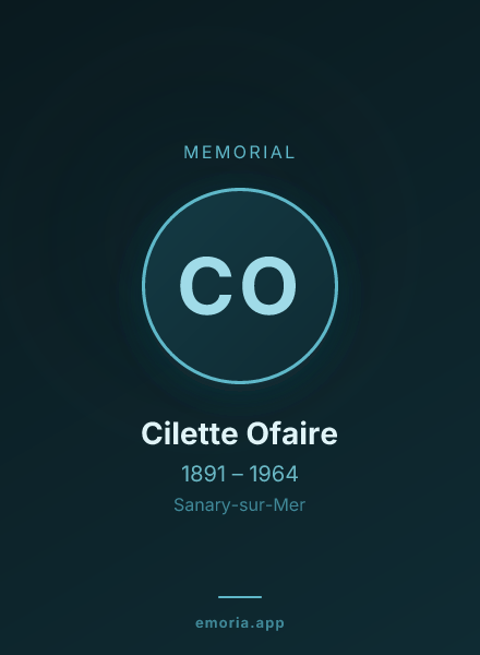 Memorial portrait of Cilette Ofaire