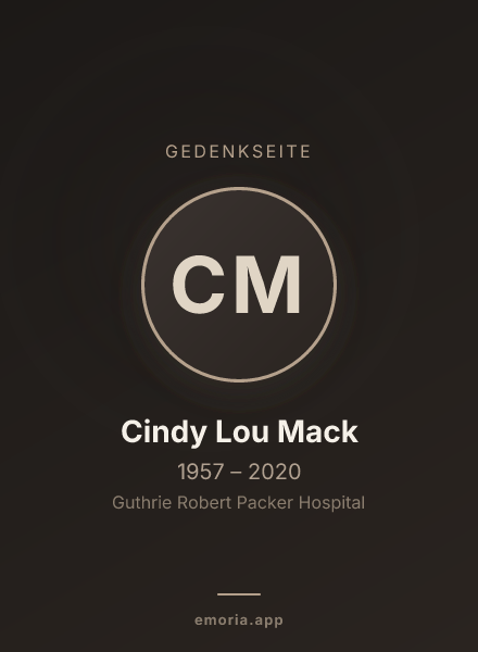 Gedenkportrait von Cindy Lou Mack