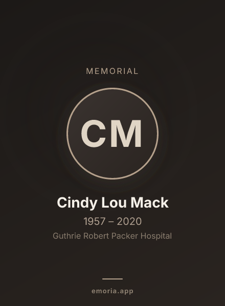 Memorial portrait of Cindy Lou Mack