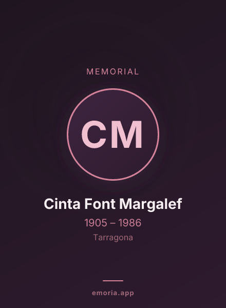 Memorial portrait of Cinta Font Margalef