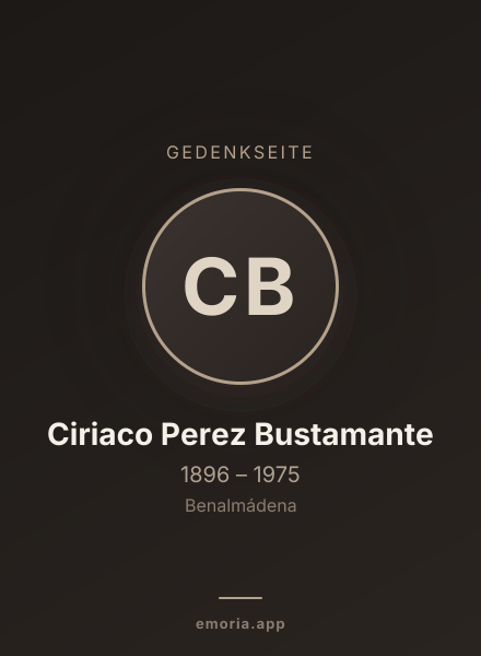 Gedenkportrait von Ciriaco Perez Bustamante