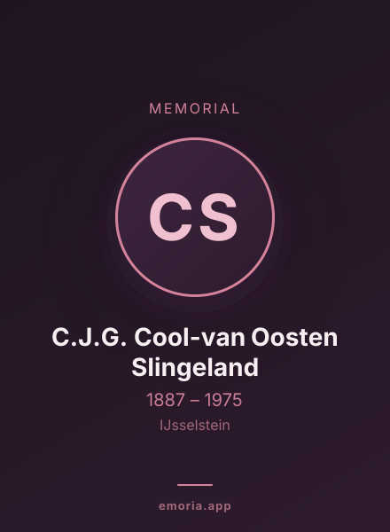 Memorial portrait of C.J.G. Cool-van Oosten Slingeland