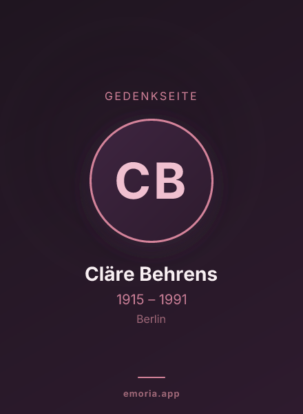 Gedenkportrait von Cläre Behrens