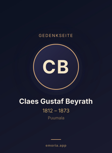 Gedenkportrait von Claes Gustaf Beyrath