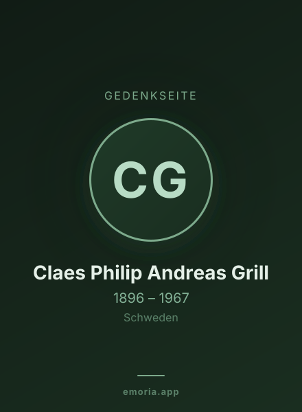 Gedenkportrait von Claes Philip Andreas Grill