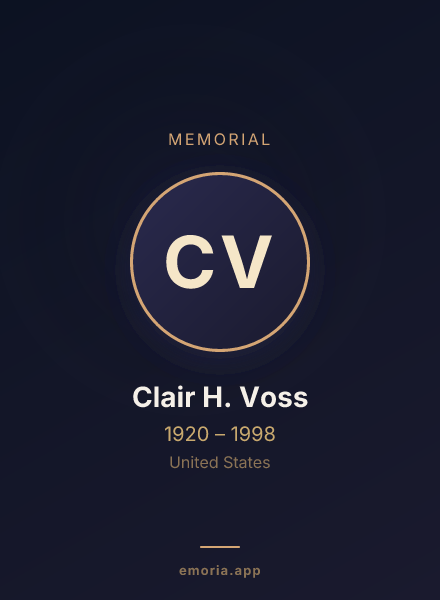 Memorial portrait of Clair H. Voss