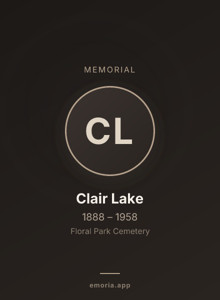 Memorial portrait of Clair Lake