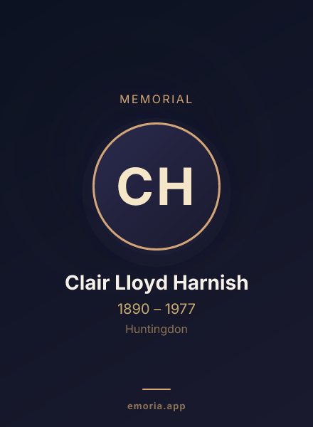 Memorial portrait of Clair Lloyd Harnish