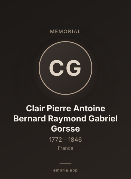 Memorial portrait of Clair Pierre Antoine Bernard Raymond Gabriel Gorsse