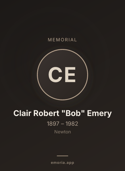 Memorial portrait of Clair Robert "Bob" Emery