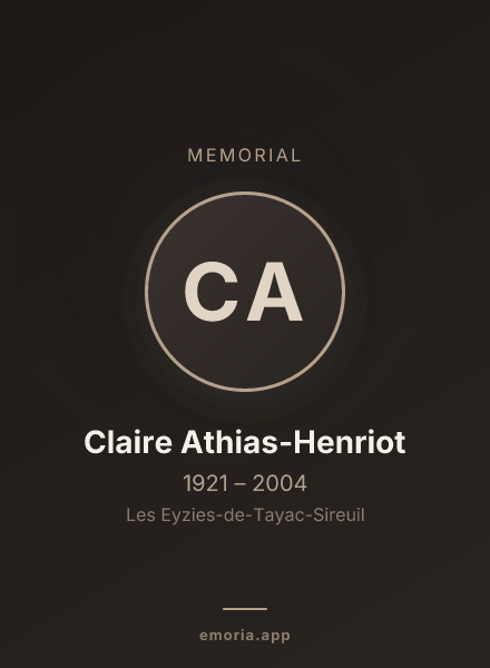 Memorial portrait of Claire Athias-Henriot