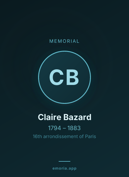 Memorial portrait of Claire Bazard