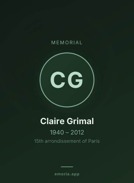 Memorial portrait of Claire Grimal