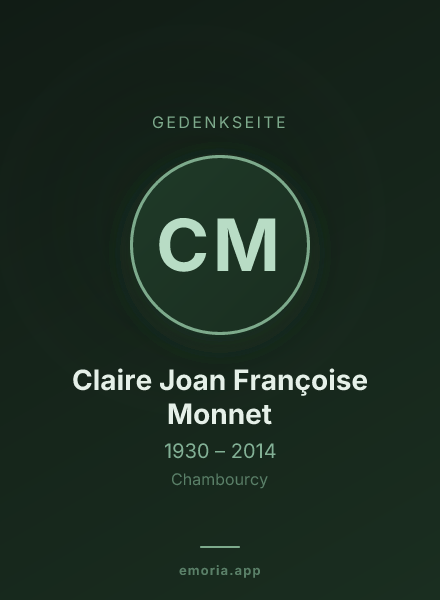 Gedenkportrait von Claire Joan Françoise Monnet
