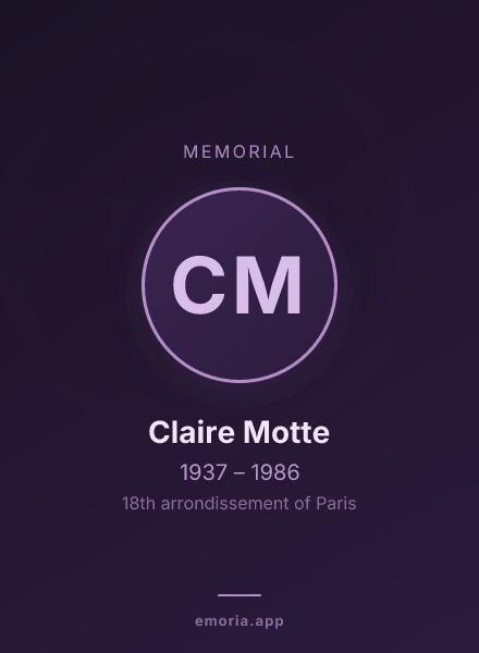 Memorial portrait of Claire Motte
