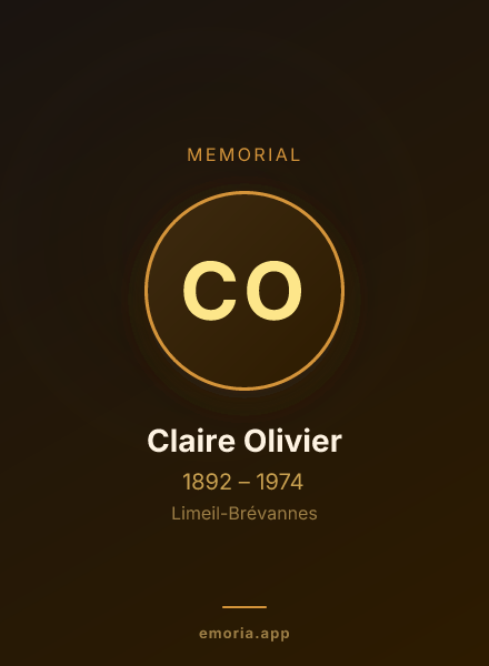 Memorial portrait of Claire Olivier
