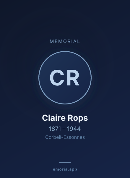 Memorial portrait of Claire Rops