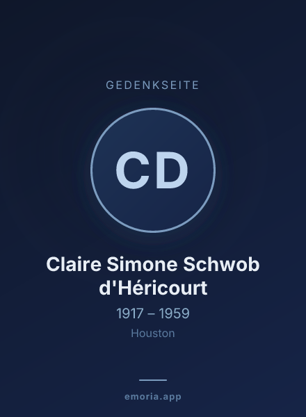 Gedenkportrait von Claire Simone Schwob d'Héricourt