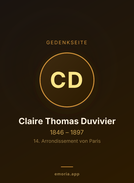 Gedenkportrait von Claire Thomas Duvivier