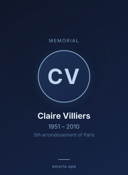 Memorial portrait of Claire Villiers