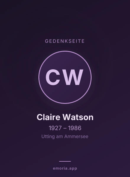 Gedenkportrait von Claire Watson