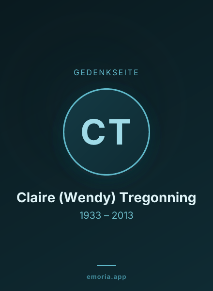 Gedenkportrait von Claire (Wendy) Tregonning