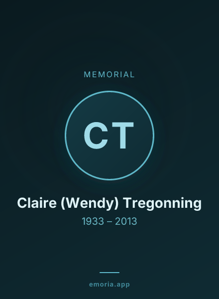 Memorial portrait of Claire (Wendy) Tregonning