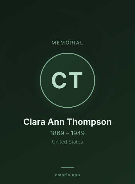 Memorial portrait of Clara Ann Thompson