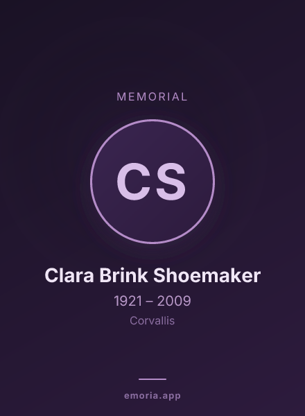 Memorial portrait of Clara Brink Shoemaker