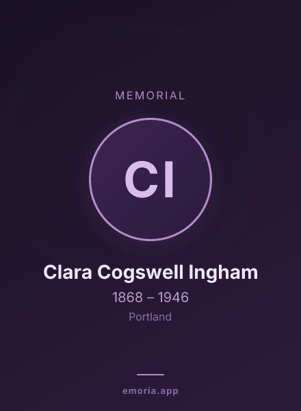 Memorial portrait of Clara Cogswell Ingham