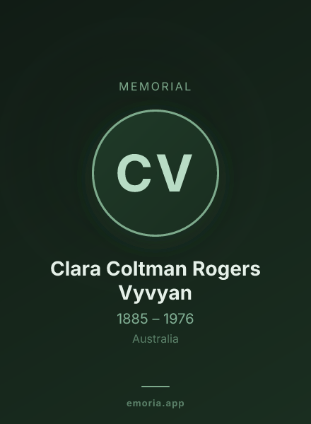 Memorial portrait of Clara Coltman Rogers Vyvyan