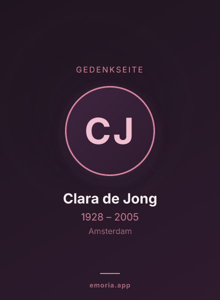 Gedenkportrait von Clara de Jong