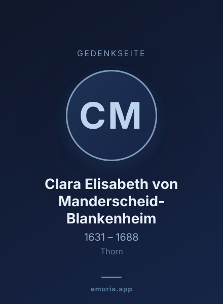 Gedenkportrait von Clara Elisabeth von Manderscheid-Blankenheim