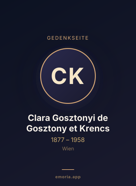 Gedenkportrait von Clara Gosztonyi de Gosztony et Krencs