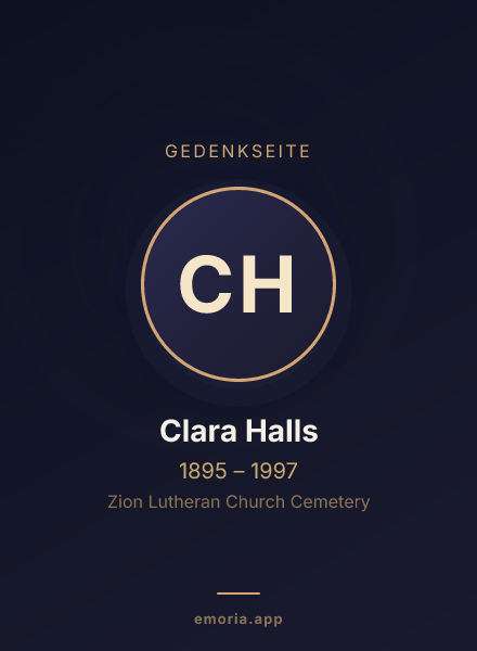 Gedenkportrait von Clara Halls