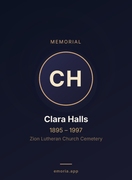Memorial portrait of Clara Halls