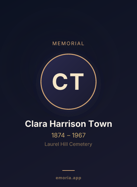 Memorial portrait of Clara Harrison Town