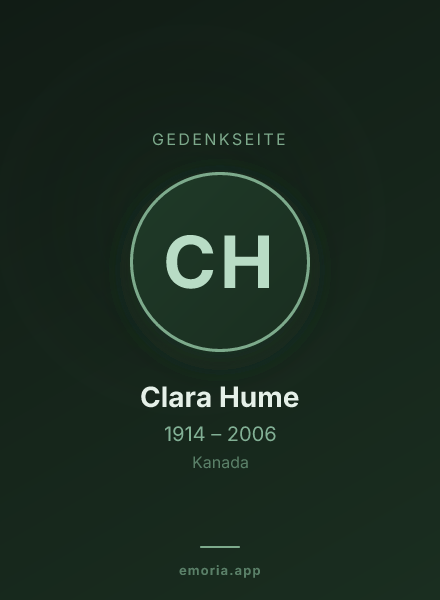 Gedenkportrait von Clara Hume