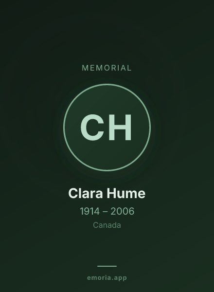 Memorial portrait of Clara Hume