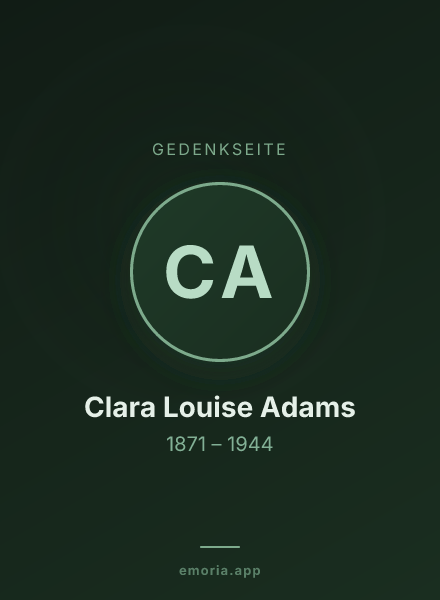 Gedenkportrait von Clara Louise Adams